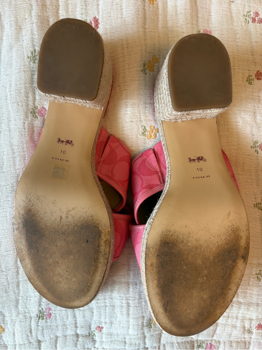 Coach Y2K 2000’s Pink Crisscross Espadrille Slide Sandals - Picture 10 of 11